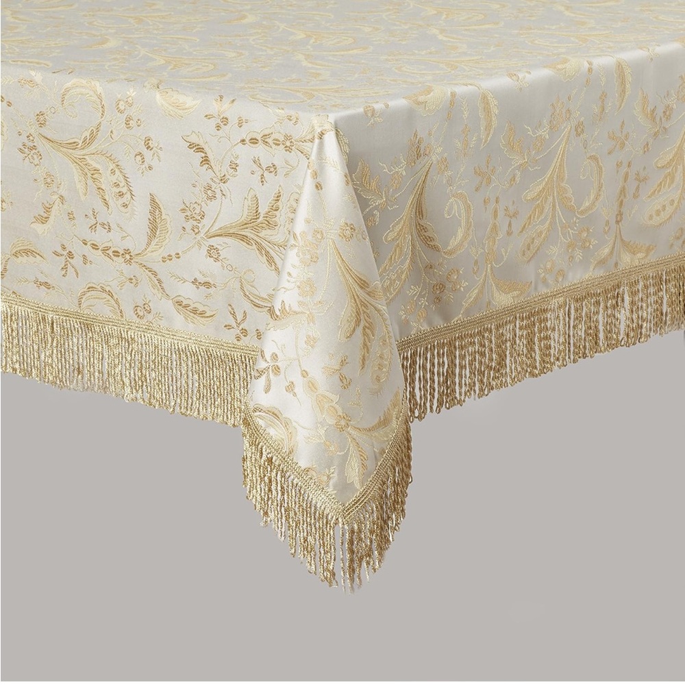 Damask Table Cloth Covering with Fringe 54 x 54
NWT